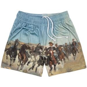 Bravest Studios Horses Shorts in Blue/Tan